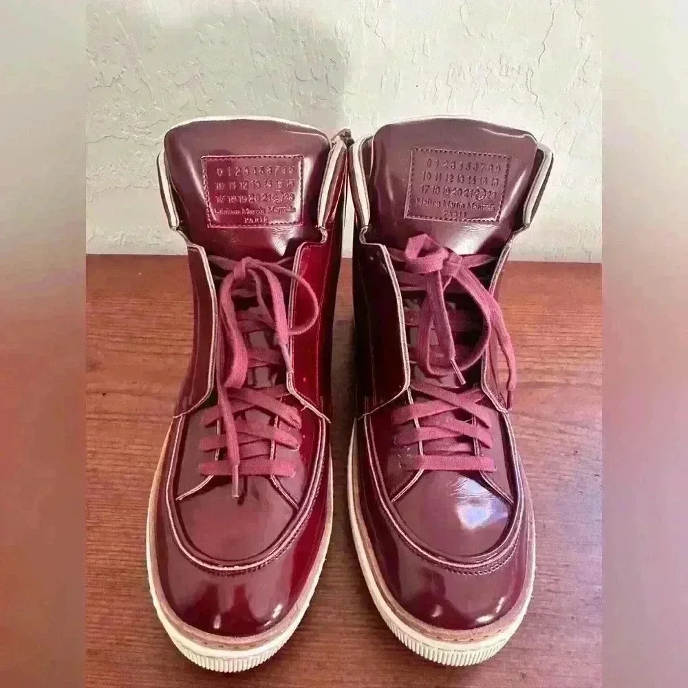 Maison Martin Margiela Men’s Red Leather High Top Shoes Size 44